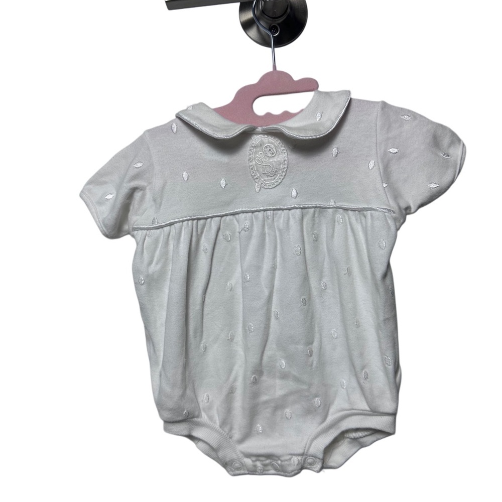 Baby Dior White Baby Romper with Embroidered Details